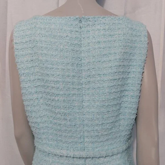 Kate Spade Dress 14 Light Blue Boucle Mini Fit Flare Sleeveless Feminine - Picture 6 of 15